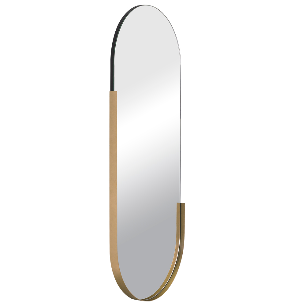 Зеркало интерьерное настенное в овальном корпусе из металла 110х45 см, белое золото,Рубин