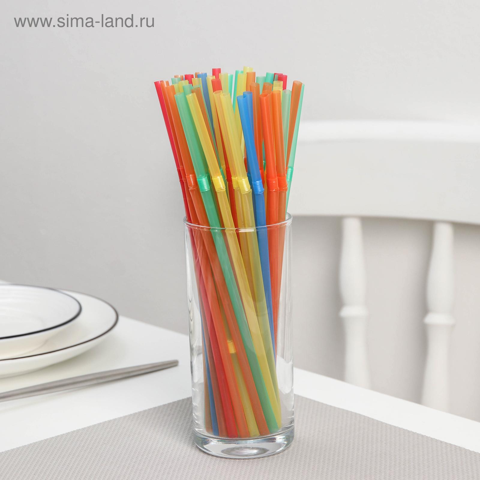 Набор трубочек одноразовых для коктейля Доляна, 0,5×21 см, 45-50 шт, цвет МИКС
