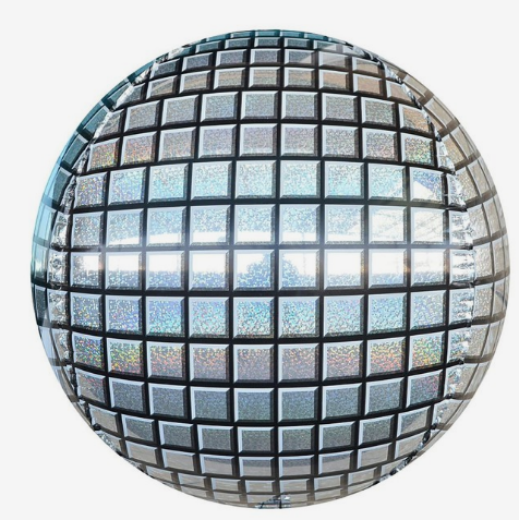 Шар фольгированный 24" 3D-сфера, голография, цвет серебряный (1)