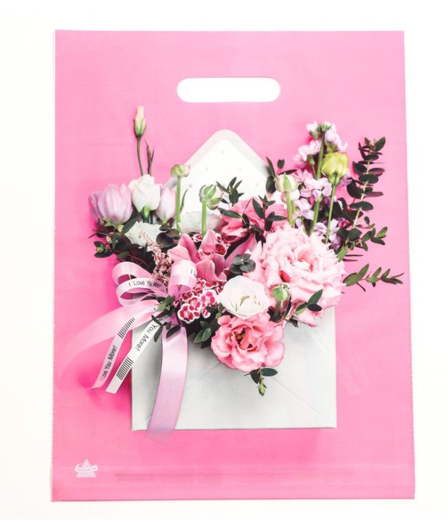 Пакет "Нежное послание", полиэтиленовый с вырубной ручкой, 40х31 см, 60 мкм 		