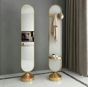 Зеркало DOME-1 напольное овальное 2-х сторонее, 30*177 см c золотой окантовкой