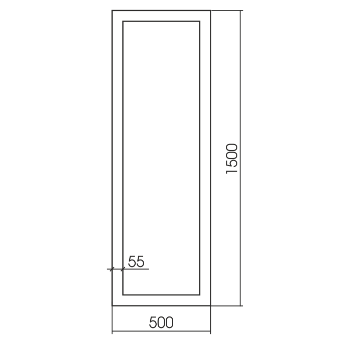 Глянец белый 500х1500 зеркало напольное_схема