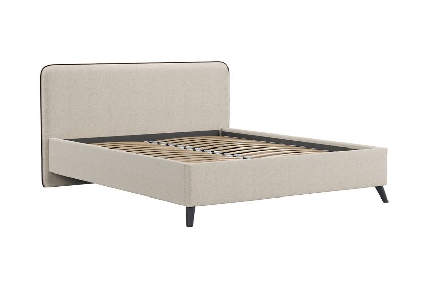 Кровать двойная Миа 160 (Bravo white (светло-бежевый) Лайт10(основание+дно+механизм)