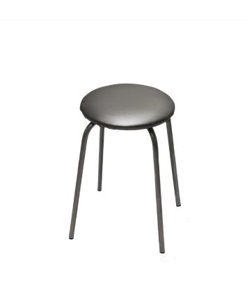 Табурет Эконом круглый серебристый металлик/черный