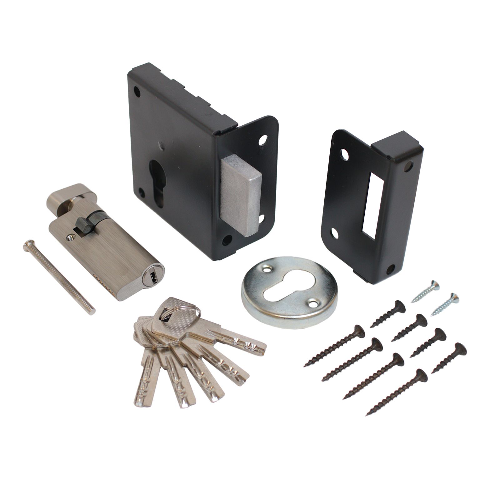 Замок накладной "Птимаш" ЗН1-1У (усиленный цилиндр), черный (30)