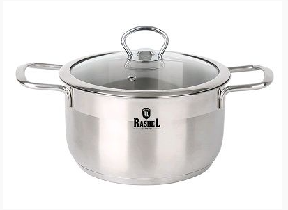 Кастрюля 2л из нержавеющей стали со стекл. кр., 16х10,5 см Гретта