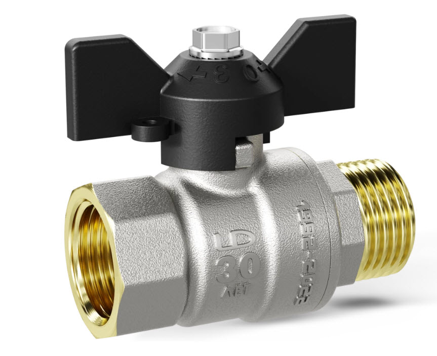 Кран шаровой латунный LD Pride В-Н Ду 15 Ру 40 бабочка (30)