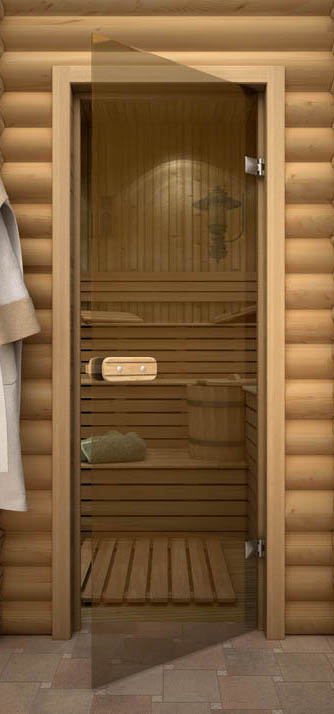 Дверь банная термостекло 6 мм Бронза 1900*700*70 (полотно+короб+петли+ручка)