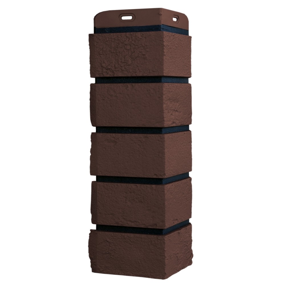 Угол Grand Line Состаренный кирпич Design Plus каштан с черным швом (12)