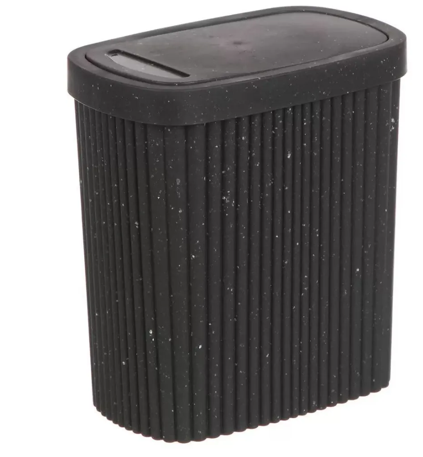 Контейнер д/мусора 1,9л подвиж/кр Velvet черный гранит (4)  Быт