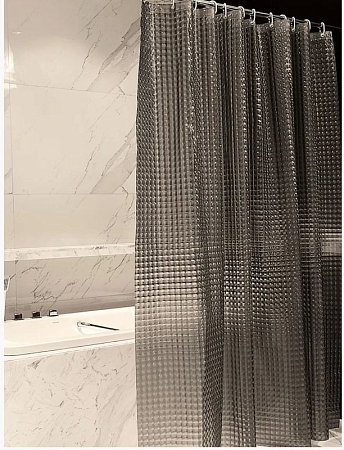 Штора для ванной PEVA 3D PV-302 (серая) 180х200 см "Сантис"							