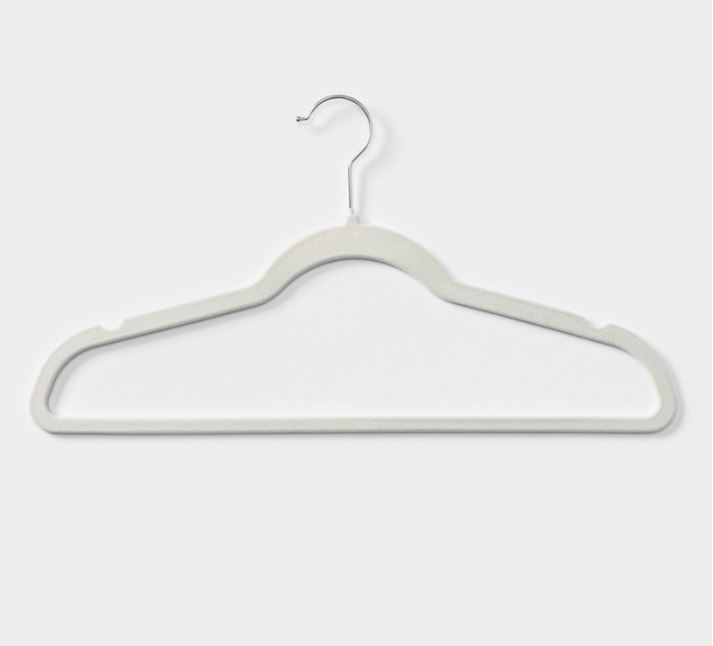 Вешалка 44х23,5 см, флокированное покрытие, цена за шт, цвет белый (10 шт)           