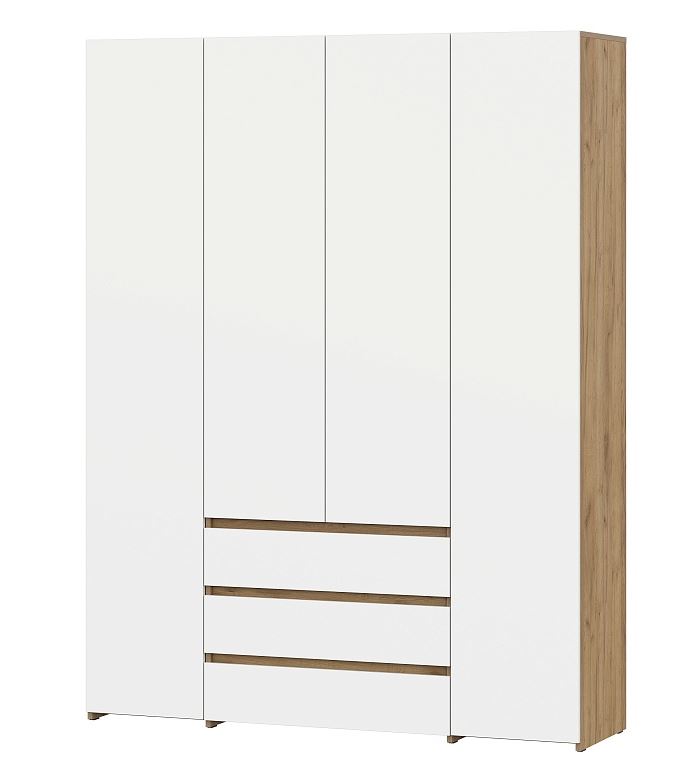 Шкаф комбинированный четырехстворчатый (Дуб Золотой/Белый )										