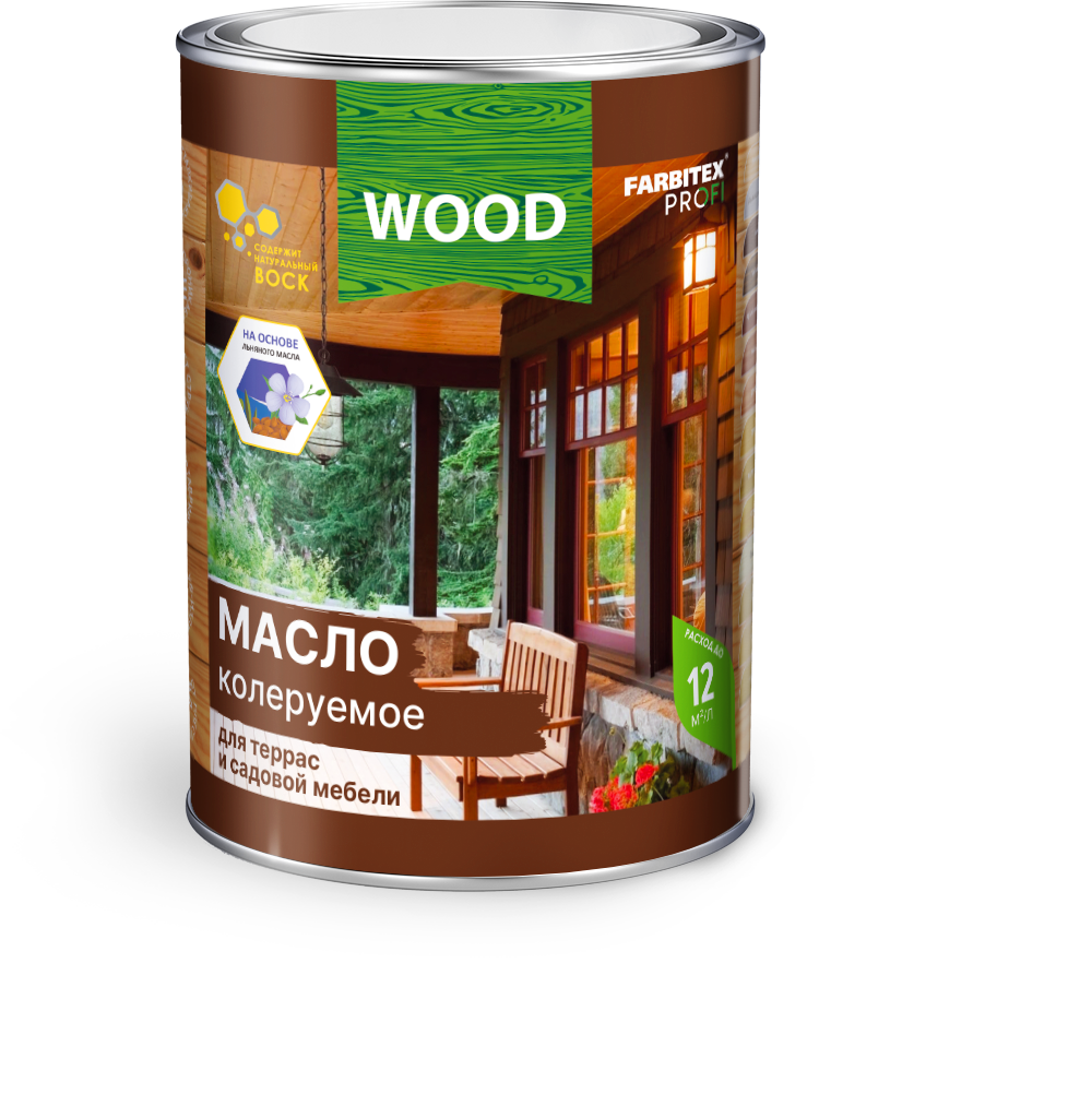 Масло колеруемое для террас и садовой мебели бесцветный (0.75 л) Farbitex Profi Wood (14)