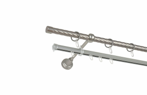 Карниз метал. СМ-2907/200/1Ш 2-х ряд хром матовый (крученая) d16