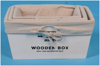 Корзина дерево с текстилем Wooden Box средняя квадрат