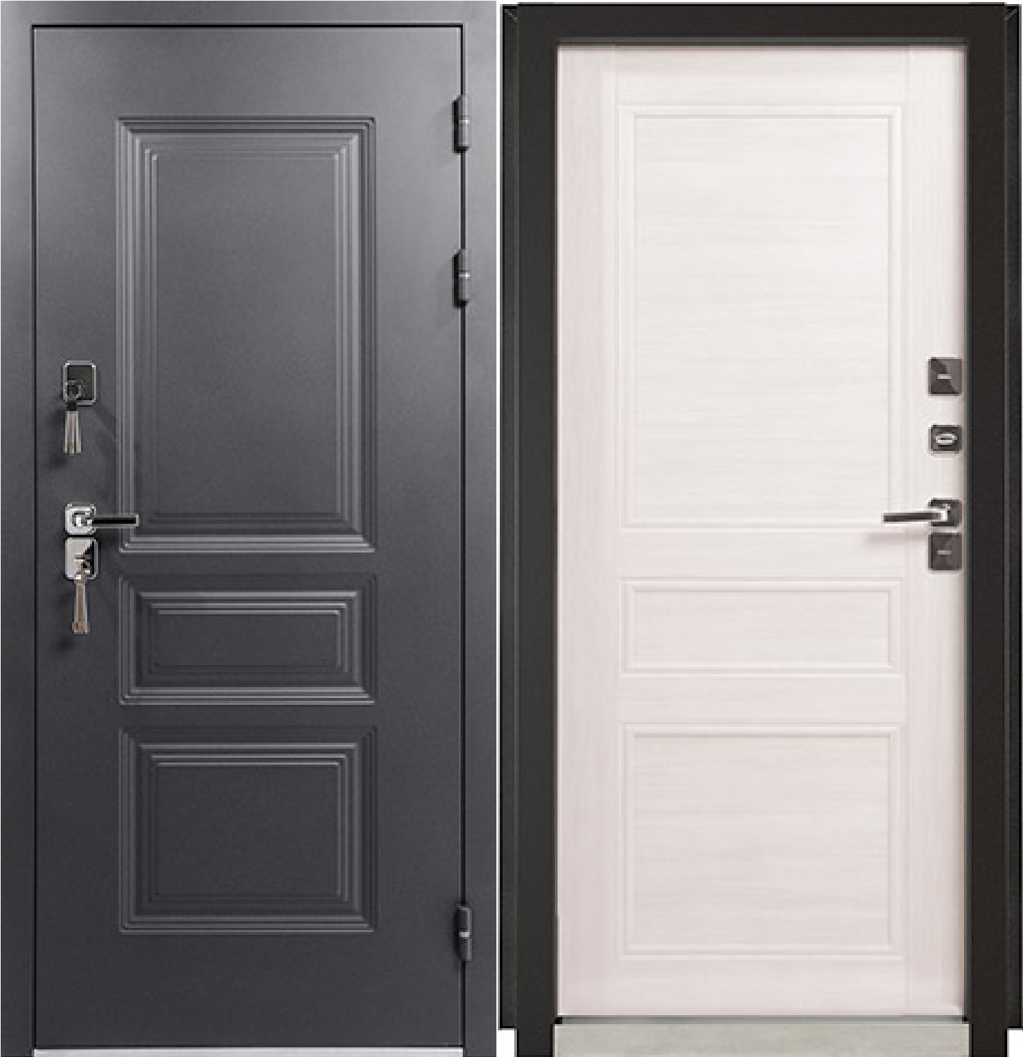 Дверь метал Винтер Графит/Бланко, Термо 980*2050 левая