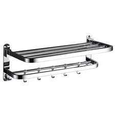 Полка металл. в ванную, 2 вида крепления (саморезы и самоклейка) хром, 38*23*18см