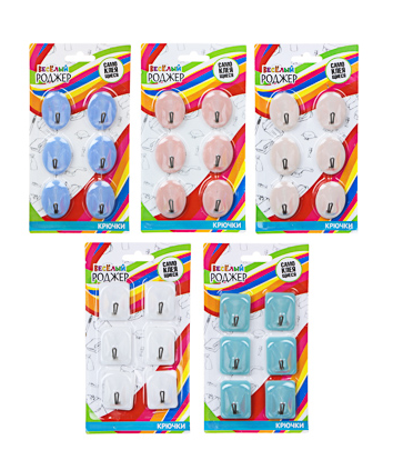 Крючки самокл. ВЕСЕЛЫЙ РОДЖЕР на блистере, 6 шт, WF-104