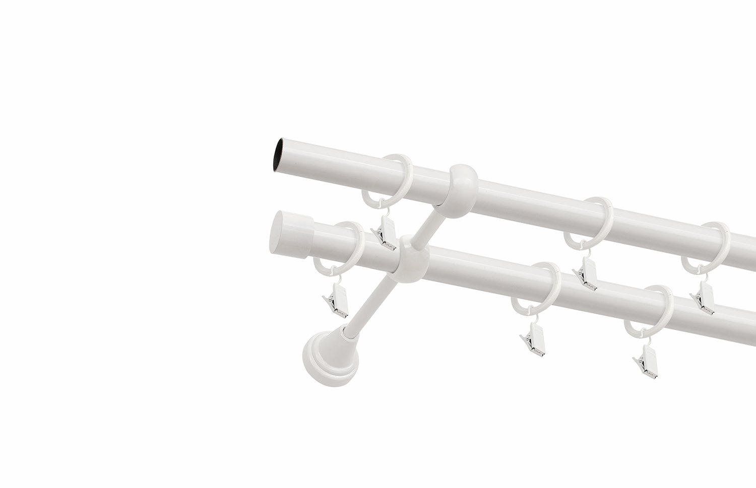 Карниз метал. СМ-3293/160/2Р 2-х ряд белый пиано (гладкая) d19