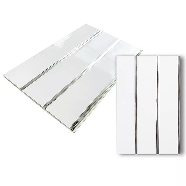 Панель ПВХ потол. 3-х секц. серебро 0.24м*2,95м*8мм (10)