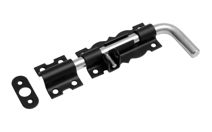 Засов гаражный фигурный Домарт ЗГФ-200 (с проушиной), черный (10)