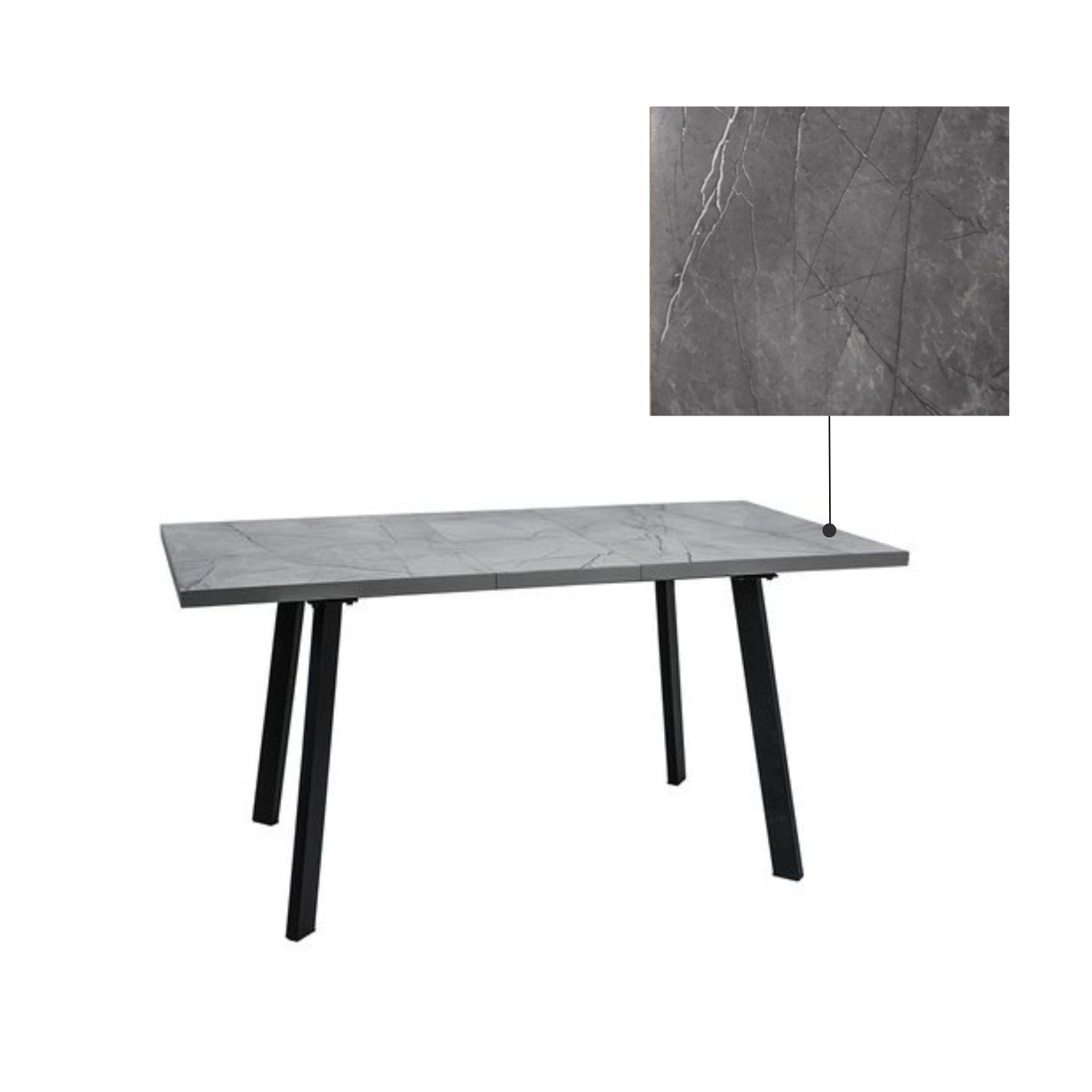 Стол РИНО раздвижной 1200/1600*800*750 ЛДСП Каспий тёмный, ноги металл ЧЕРНЫЙ