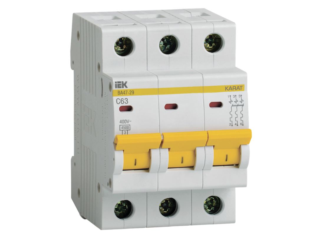 Автоматический выключатель 3P 63А C ВА47-29 4.5кА IEK