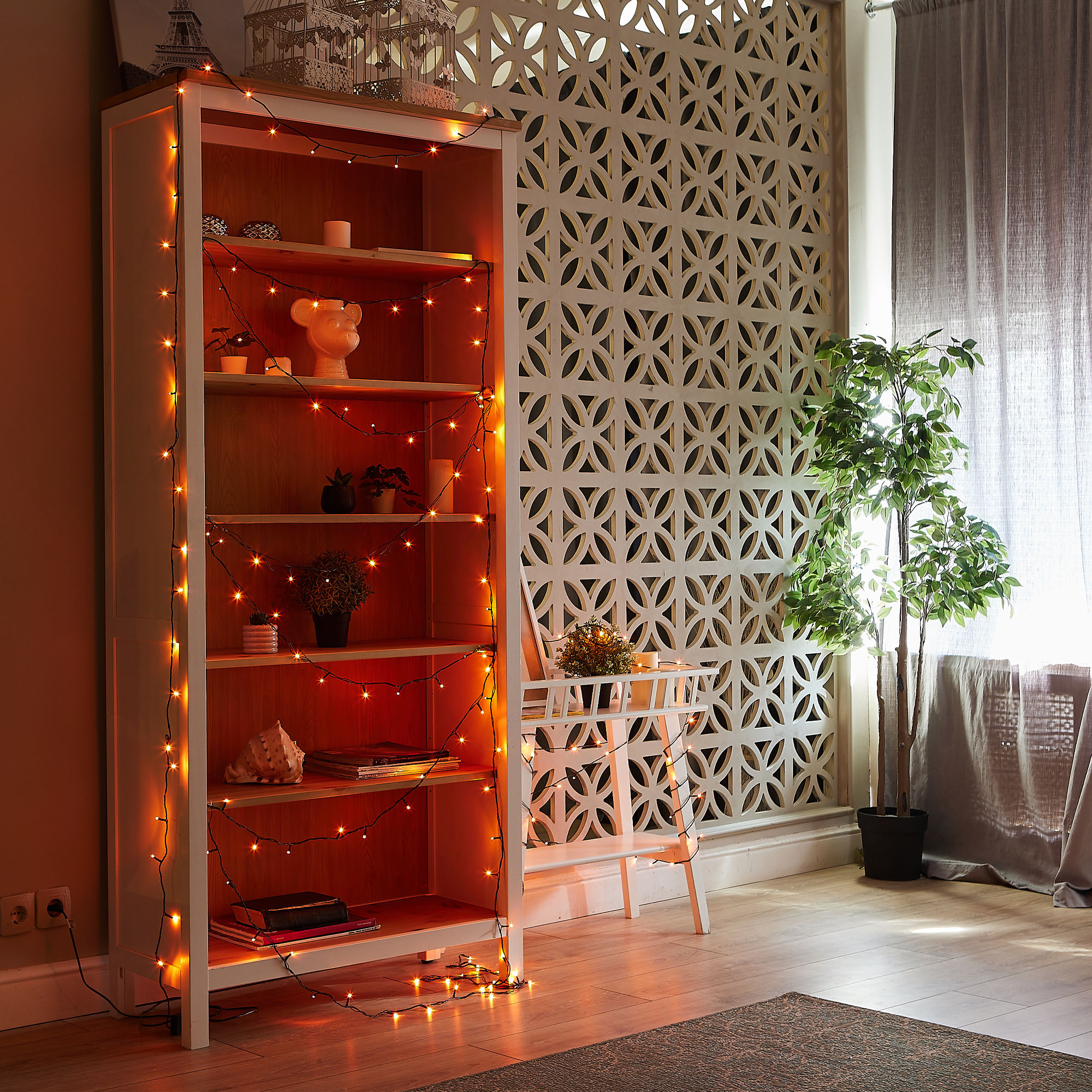 Гирлянда светодиодная, 20м. 200 светодиодов. Янтарный свет. Провод зел ULD-S2000-200/DGA AMBER IP20