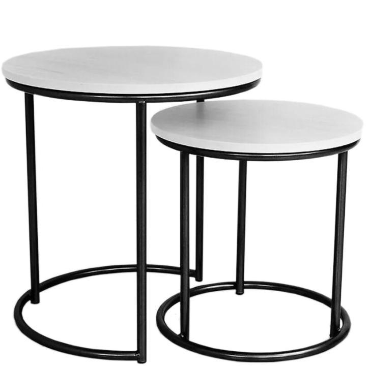 Стол журнальный МАТРЕШКА каркас черный/столешница ЛДСП Бетон пайн светлый (к-т 2 шт.)