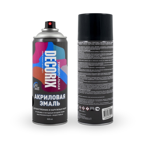 Аэрозольная эмаль универсальная DECORIX 520мл черный матовый (12)