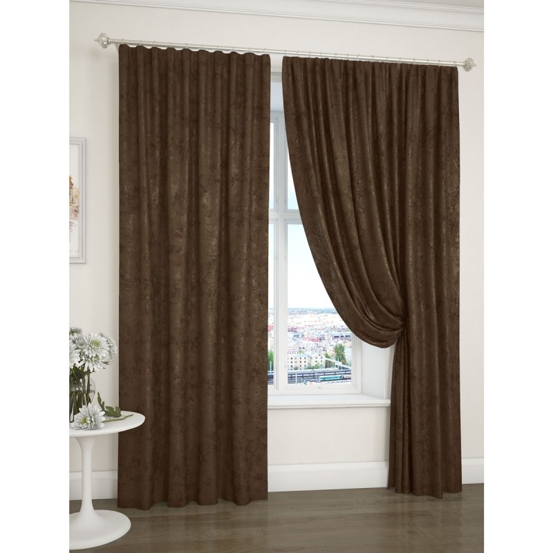 Портьерная штора Коричневая200*260