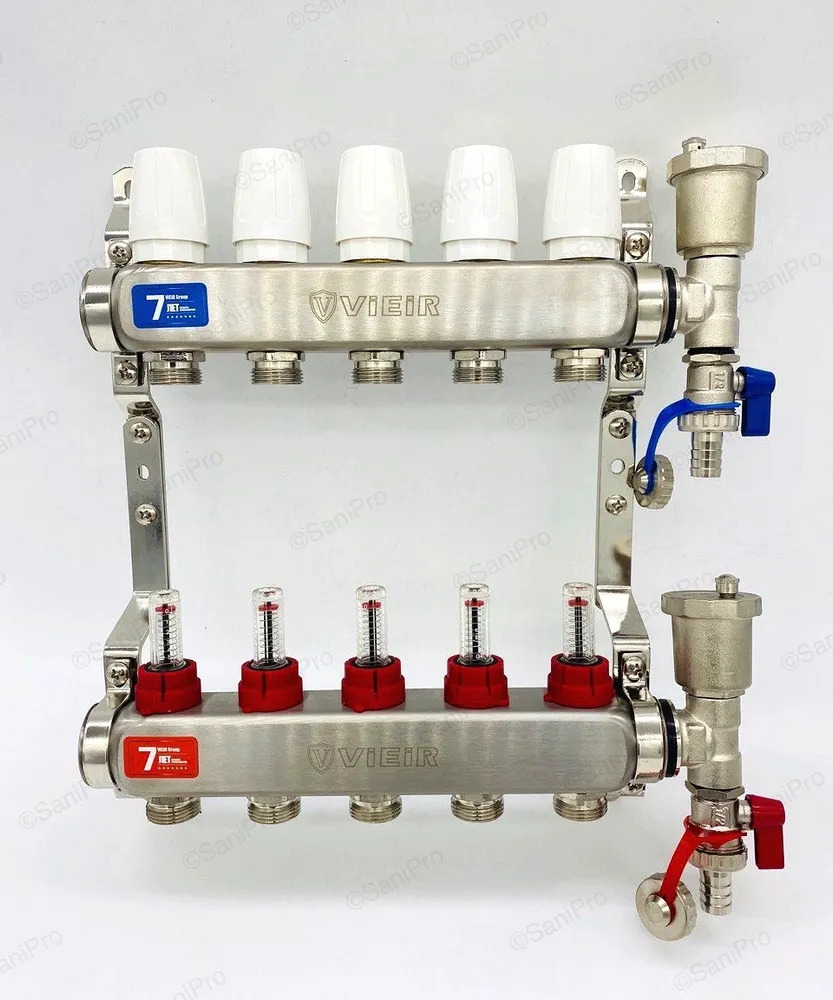 Группа коллекторная VIEIR 1х5х3/4" с расходомер, дренаж. кр, воздухоотвод., нерж. сталь(_5_)