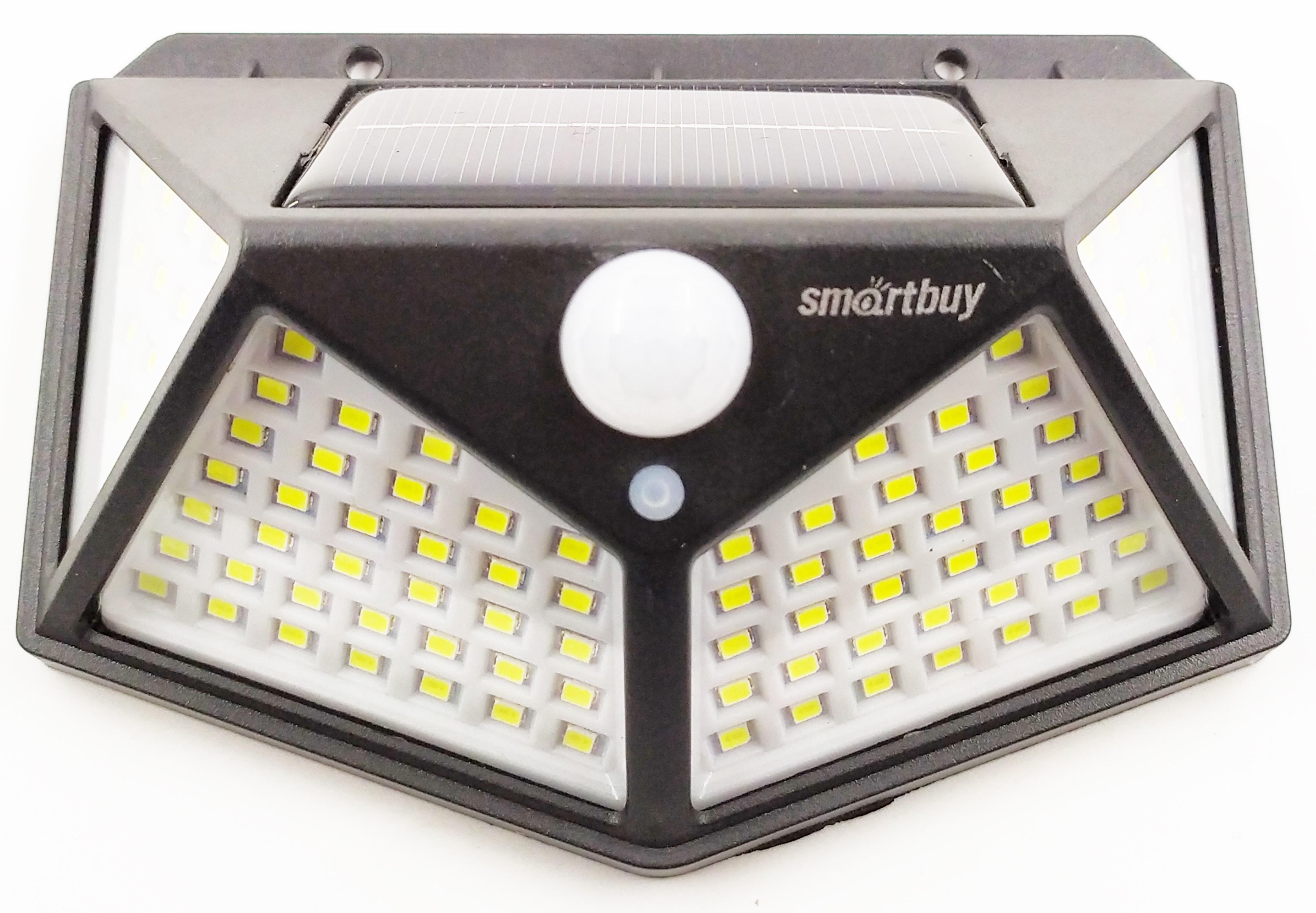 Светильник настенный черный 12Вт 100LED на солнечных батареях, с датчиком движения/100(_100_)