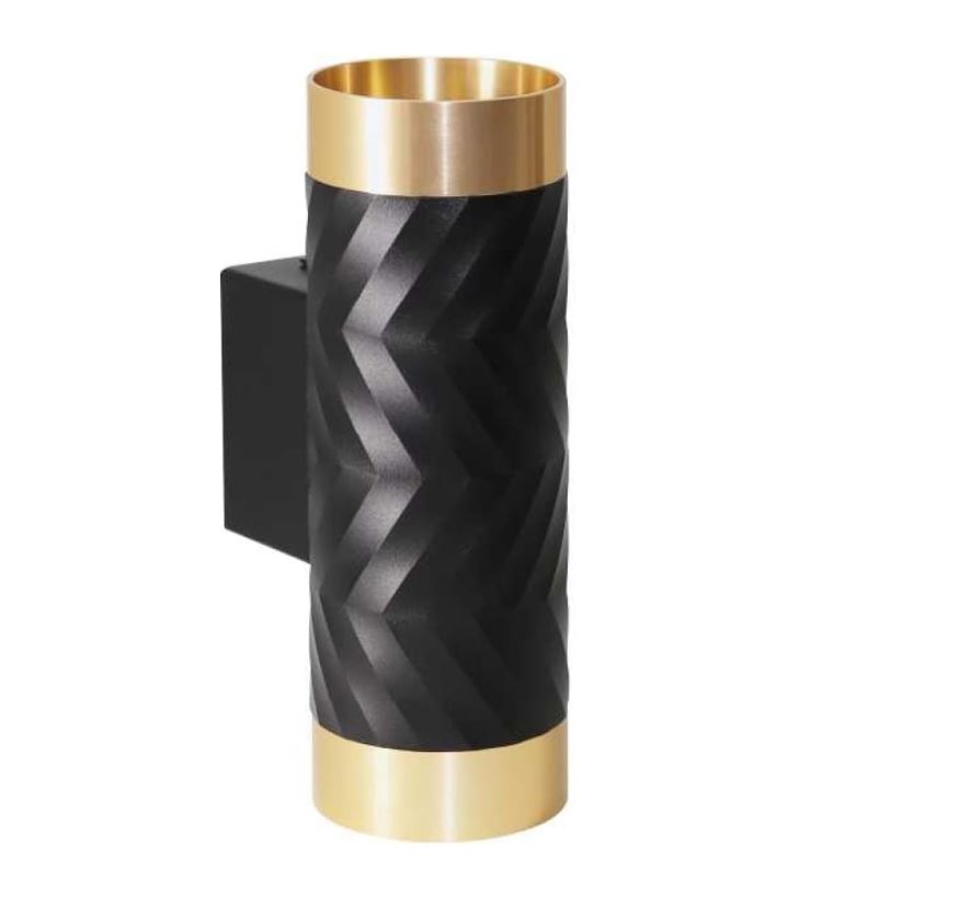 Светильник накладной IP20 под лампу GU10 Чёрный/золото LINEA D55x170 WOLTA (10)