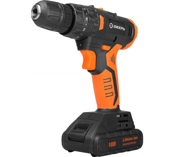 Дрель-шуруповерт акк. Вихрь ДА-18Л-2КУ/Б (бесщет двигатель) 18В, 2,0 А/ч, 0-400/0-1400 об.мин, з/у,к