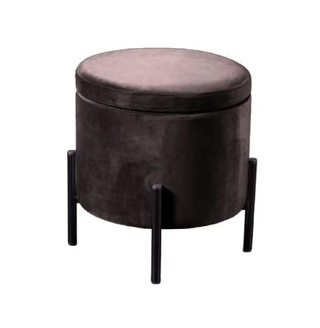 Пуф 1 Grand круглый (Barkhat 14,Barkhat 14,Barkhat 14,3,Опора, цвет черный, матовый)