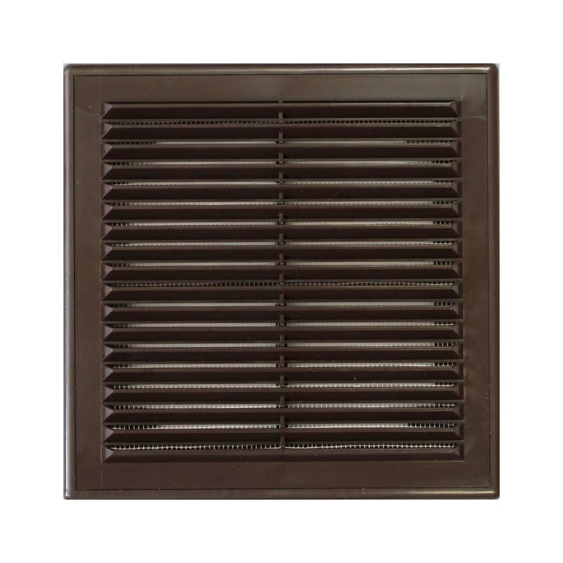 Решетка вентиляционная ERA 249х249 с рамкой и сеткой, коричневая (40)