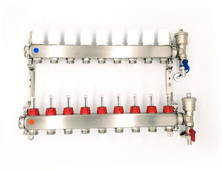 Группа коллекторная VIEIR 1х10х3/4" с расходомер, дренаж. кр, воздухоотвод., нерж. сталь(_2_)