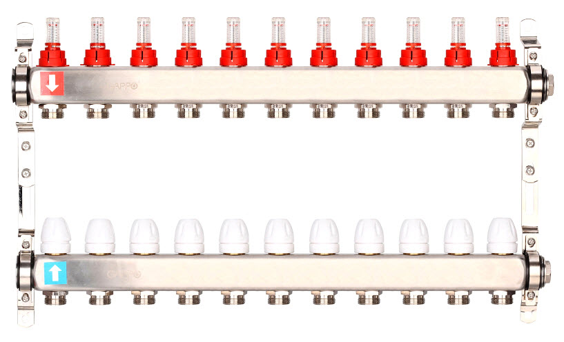 Коллектор регулируемый с расходомерами Нерж 11вых GAPPO (1)