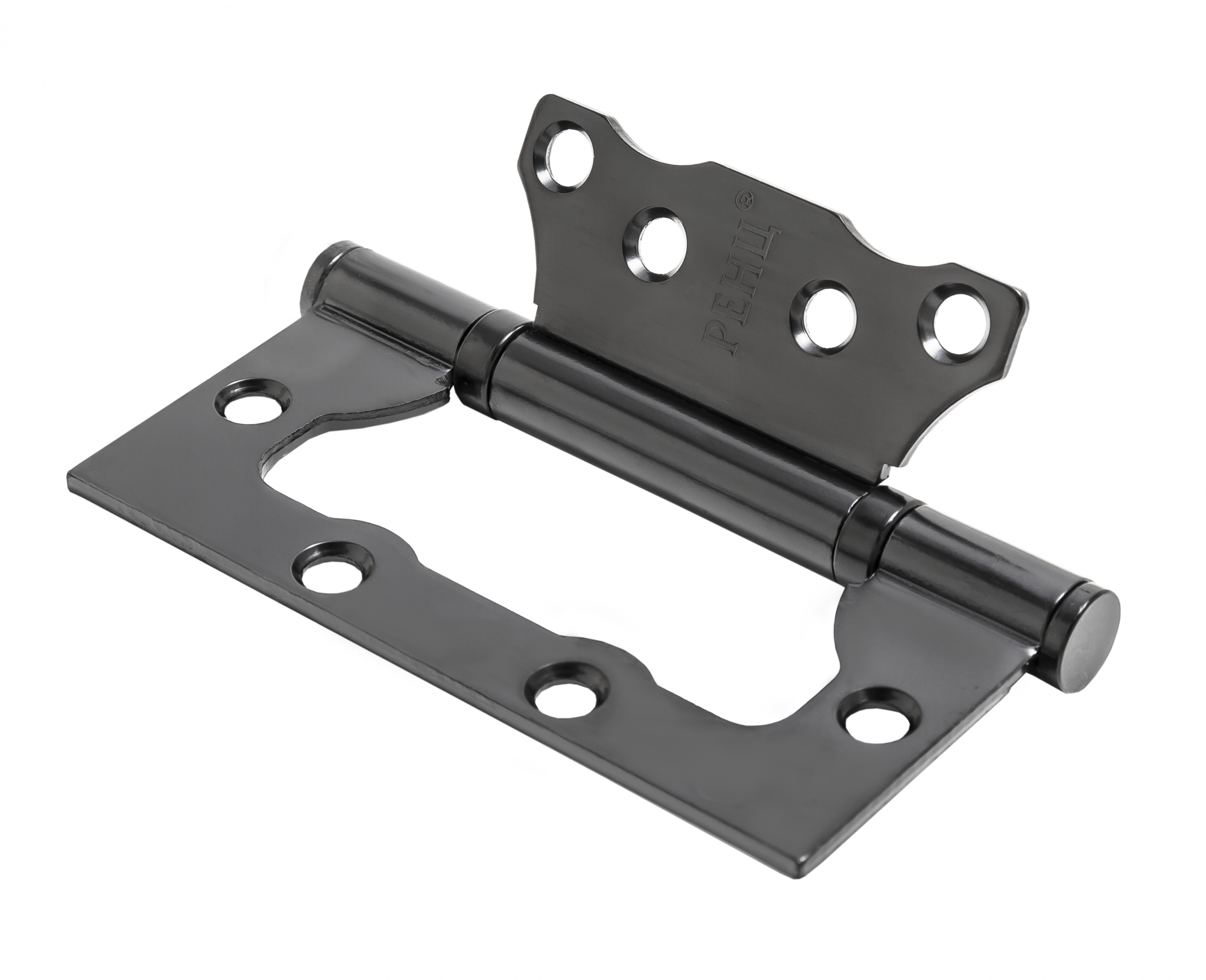 Петля без врезки стальная РЕНЦ 100*75*2,5, 2 подшип., б/колп., В чёрный (2 шт.) (100)