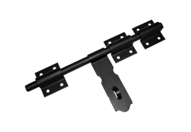 Засов универсальный Домарт ДОБРЫНЯ 450 мм с накладкой, черный (5)