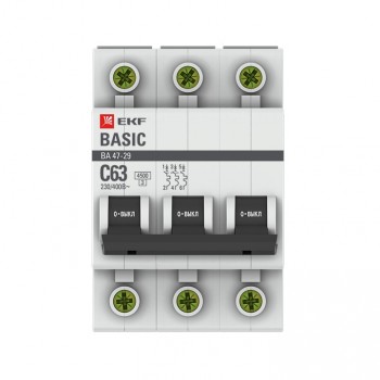 Автоматический выключатель 3P 40А (C) 4,5кА ВА 47-29 EKF Basic (4)