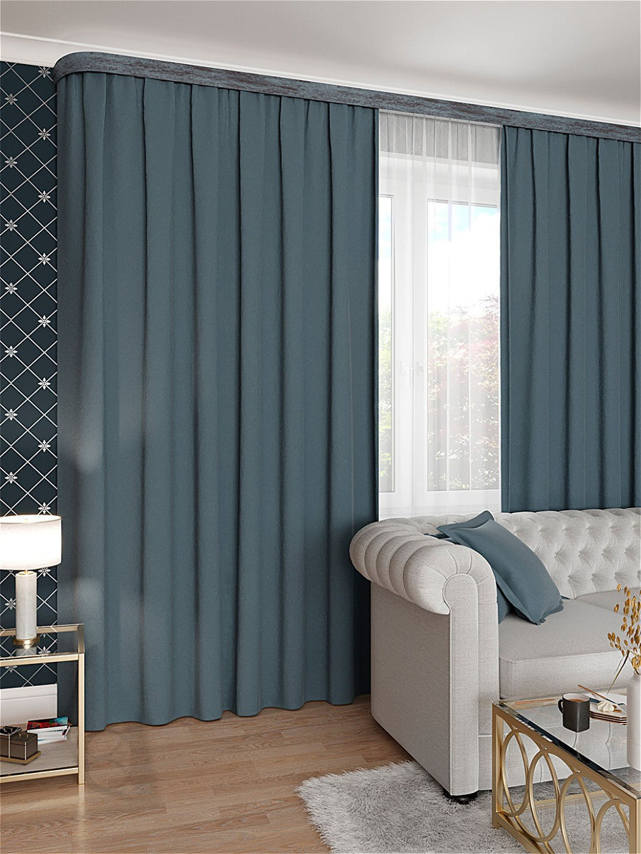 Портьера Канвас 150*260 серо-голубой ГП (1)