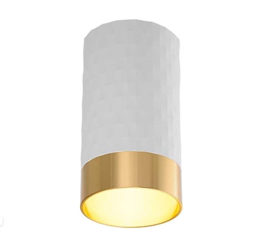 Светильник накладной IP20 под лампу GU10 Белый/золото CELLA D55x100 WOLTA (10)