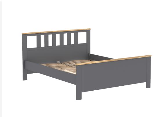 Кровать двойная САГА  160х200 серая/ясень											