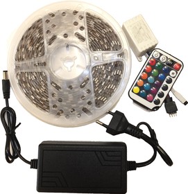 Лента светодиодная 60SMD(5050)m 14.4W/m 12V 5m RGB c драйвером LS606 с адаптером с вилкой, контр(_5_