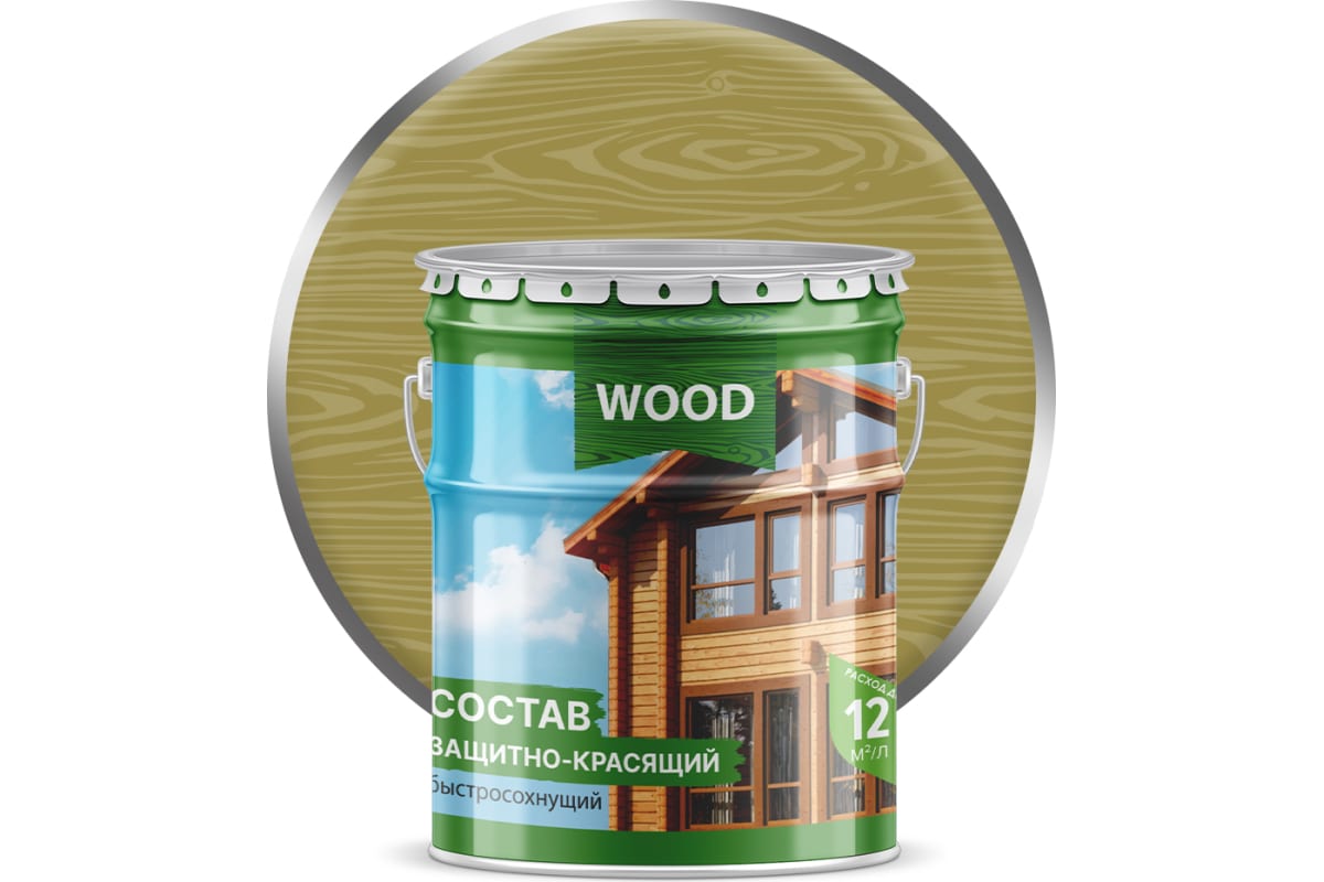 Состав защитно-красящий для древесины быстросохнущий Тик (9 л) Farbitex Profi Wood (1)
