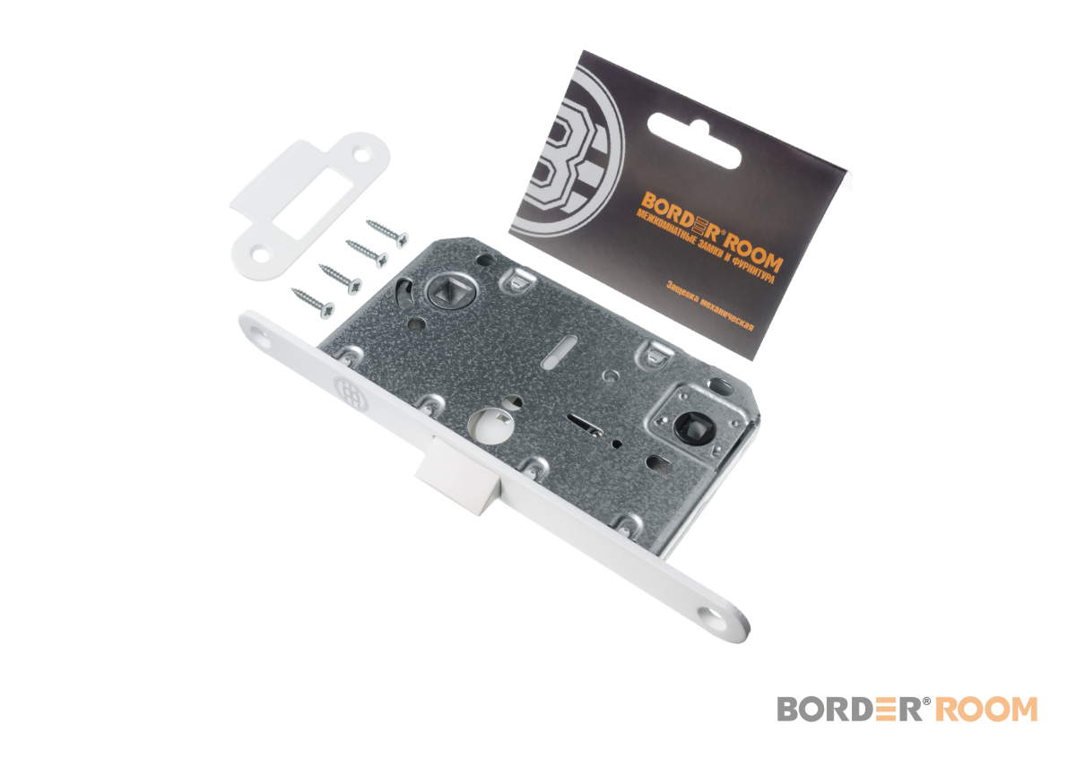 Защелка дверная сантех Бордер пластик яз., W белый (30)