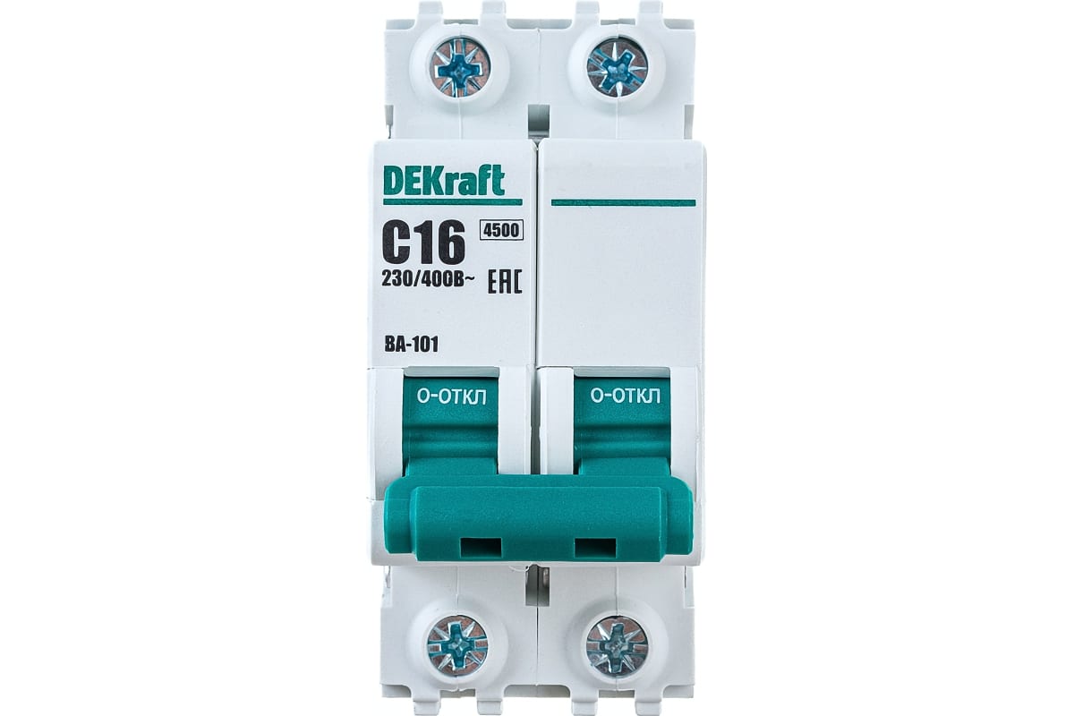Автоматический выключатель 2Р 16А х-ка C ВА-101 4,5кА Dekraft (6)